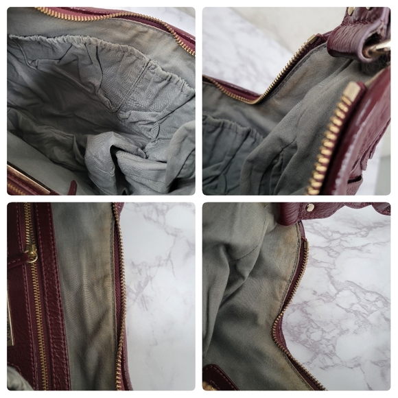 Elliot Lucca Hobo Shoulder Bag Pascale  Burgundy Patent Woven Leather Braid - Picture 14 of 16